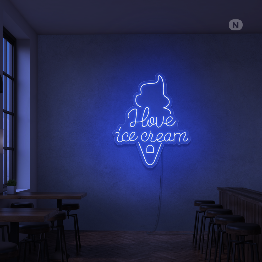 Neon Sign I love ice cream
